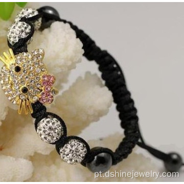 Pulseira de miçangas de Shamballa bonito Hello Kitty charme para crianças